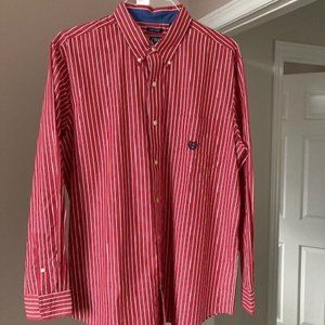 Chaps Red/White Striped Button Shirt